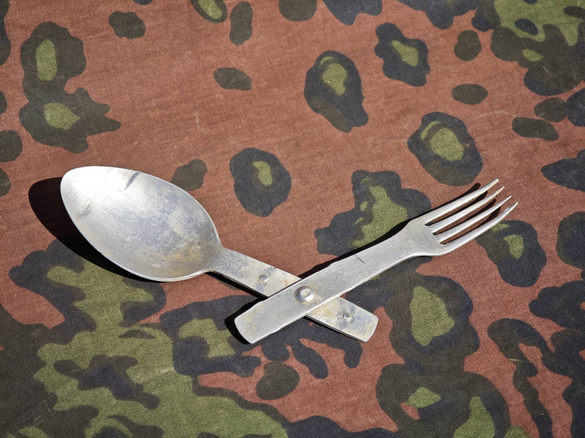 Original German WWII Folding Aluminium Cutlery Set