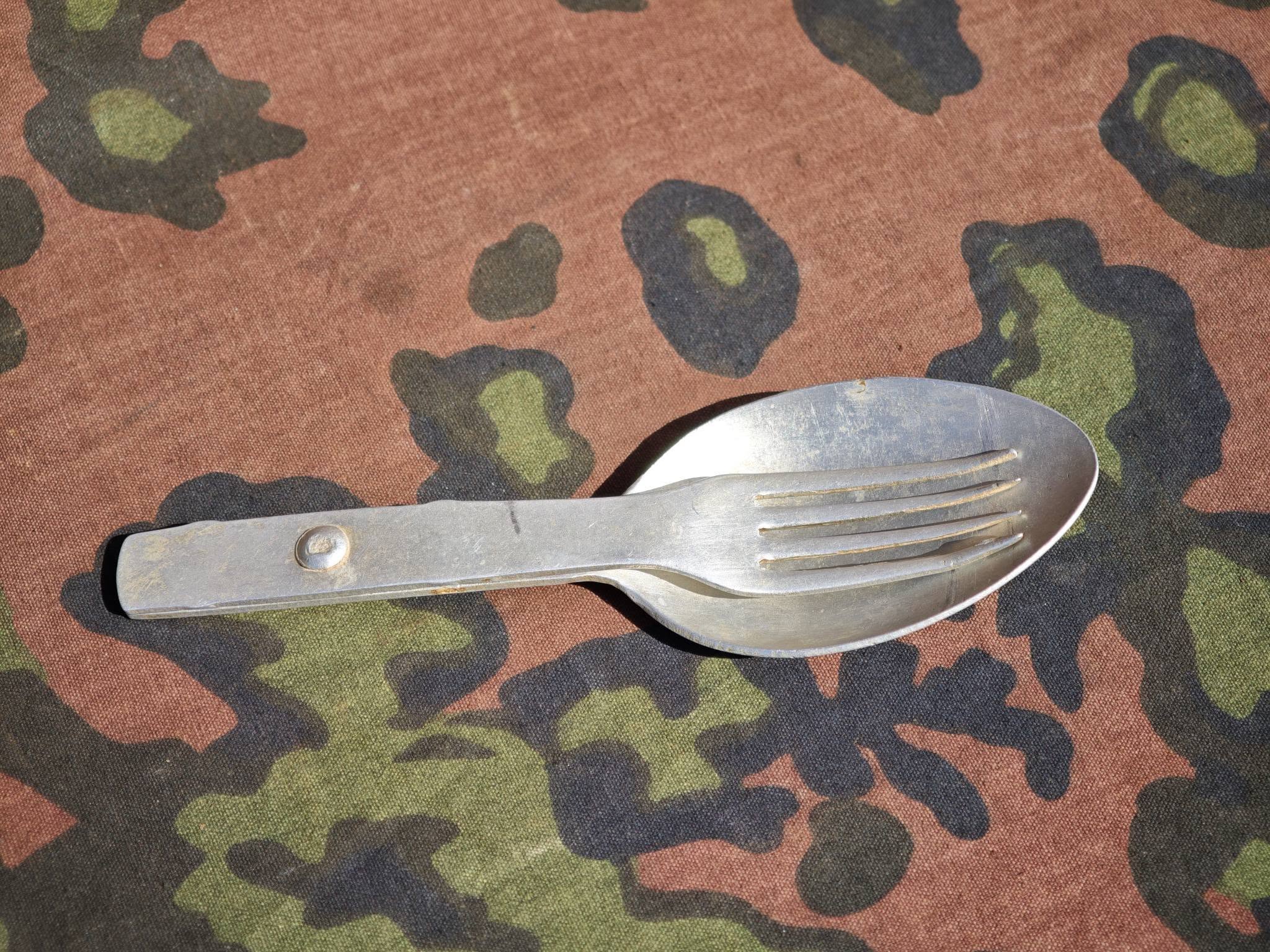 Original German WWII Folding Aluminium Cutlery Set
