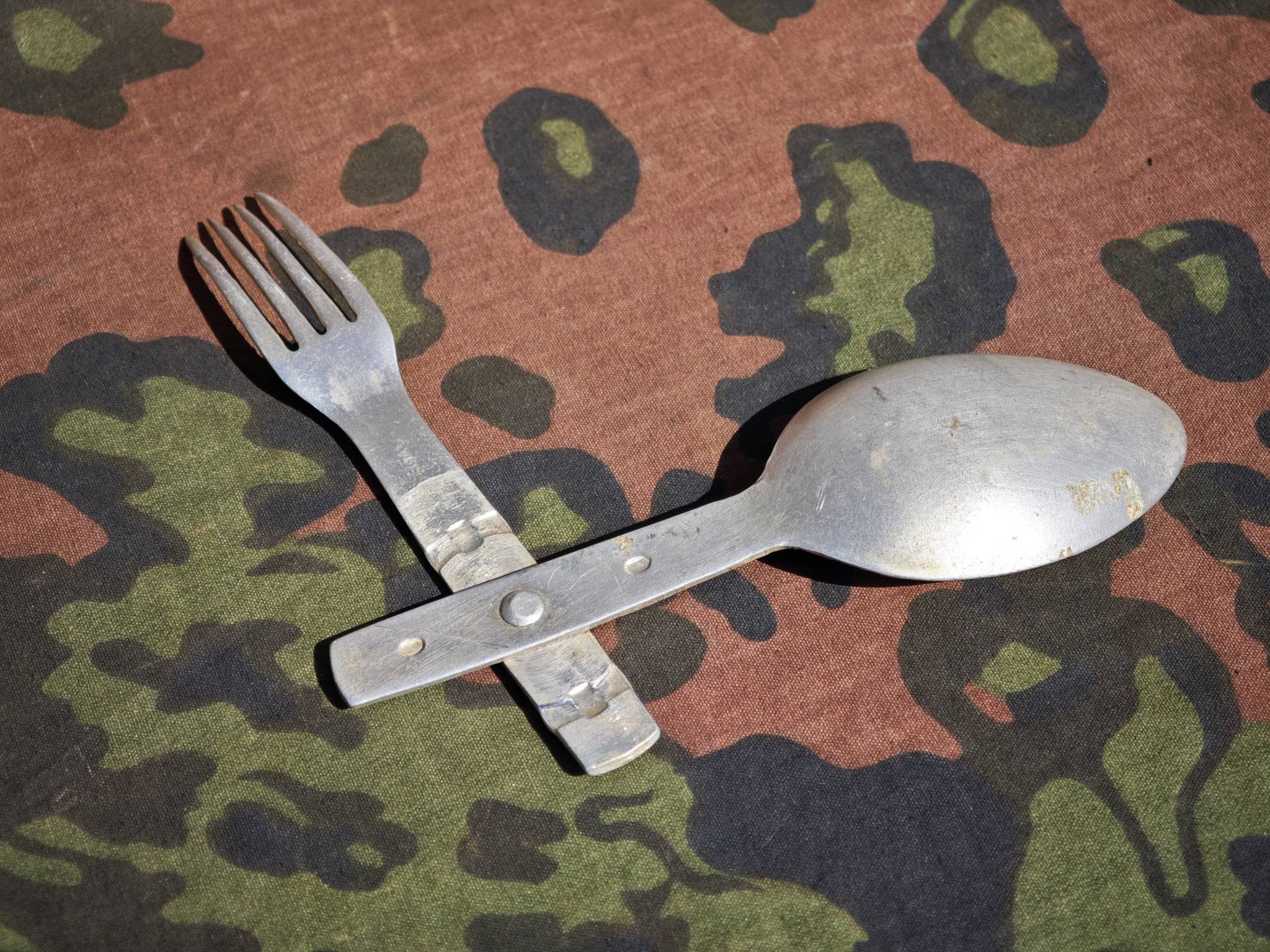 Original German WWII Folding Aluminium Cutlery Set