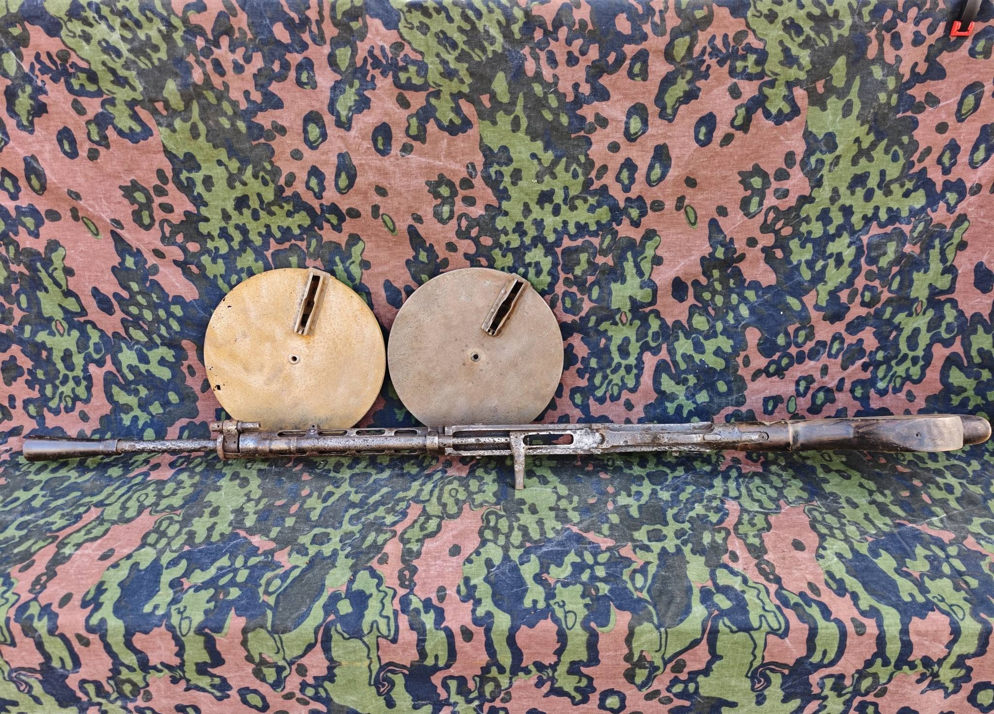 Soviet DP27 Degtyarev Light Machine Gun with 2 Drum Magazines