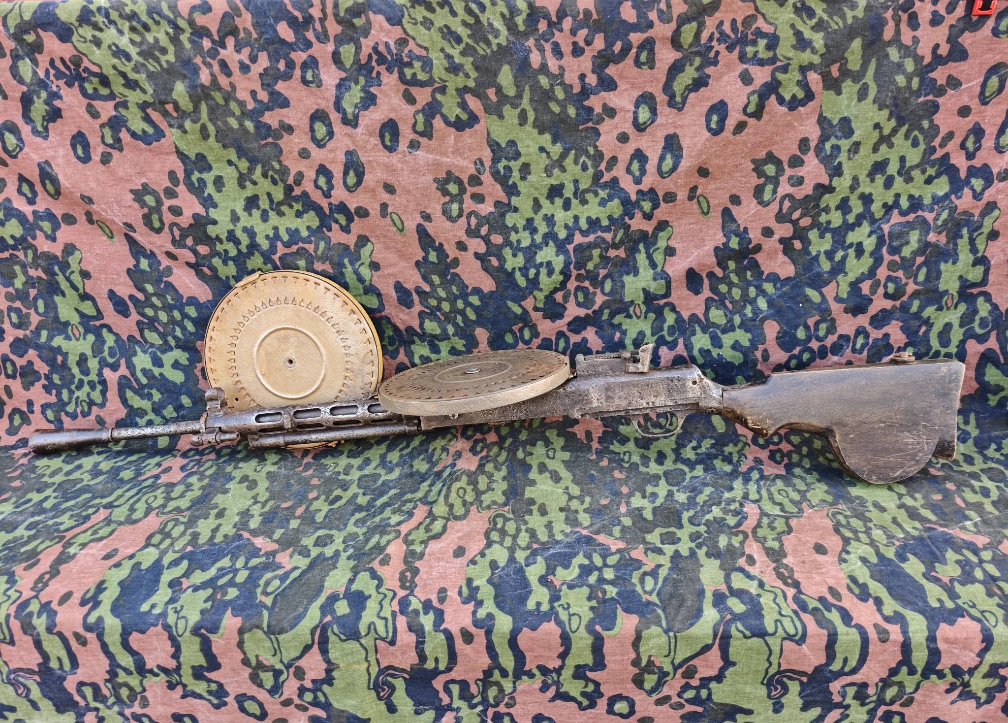 Soviet DP27 Degtyarev Light Machine Gun with 2 Drum Magazines